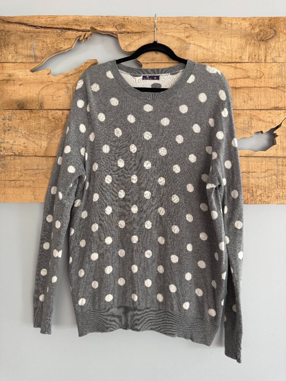 Tocco Reale Grey Polka Dot Crewneck Knit Pullover Sweater | Size XL